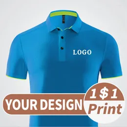 Camisas casuais masculinas logotipo personalizado para o verão respirável manga curta bordado secagem rápida topo diy polo camisa impressão