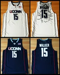 CUSTOM Kemba Walker Jersey #15 UCONN Huskies Stitched Hot Basketball Jersey S-XXL Navy Blue White Free Shipping