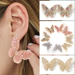 4 Colors Personalized Rose Gold Cubic Zircon Big Butterfly Earrings Punk New Fashion Stud Earring Bling Diamond Ear Jewelry Gifts 2606