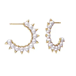 Stud Kurshuni Gothic Punk Pearl And Rivet C Shap Earring For Women Luxury Quality Jewelry Personity Trend Danger Tribe321V
