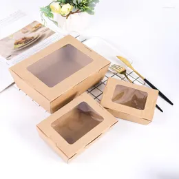 خذ حاويات 50pcs قابلة للتصرف في Microwavable Kraft Takeout Boxes تسرب الشحوم مقاومة إعادة التدوير