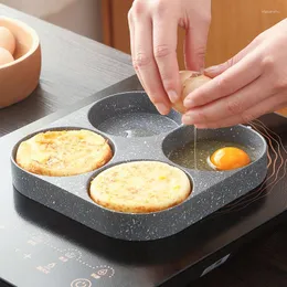 Päror 4 Holes Egg Frey Pan Multifunktion Hamburger Steak Non Stick Högkvalitativ träklagningsredskap