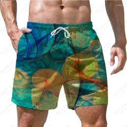 Mäns shorts sommarstrandbyxor Lossa bekväma andningsbara 3D -tryckta Hawaiian heminredning av resekläder överdimensionerade