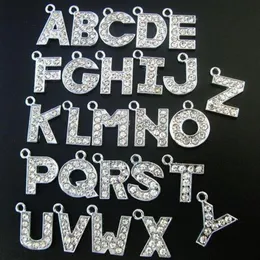 Fashion jewelrys 130pcs lot 12mm A-Z rhinestones letter hang pendant charm diy alphabet fit for leather bracelet300D