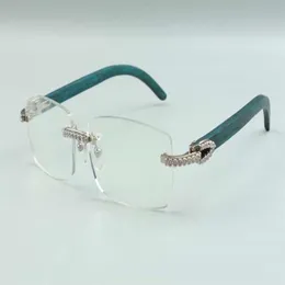 2021 new style high-end designers medium diamonds glasses 3524012 for men women natural teal wooden glasses frame size 36-18-135323D