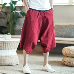 Męskie spodnie mody mężczyźni capri 3/4 cielęcy stały kolor wysokiej talii spustowe spodnie pantelones hombre
