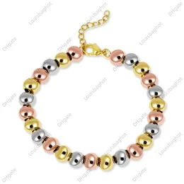 Gold Color Filled Stainless Steel Ball Beads Bracelets Women Men Jewelry 4/6/8mm Beaded Strand Bracelets Custom Wholesale