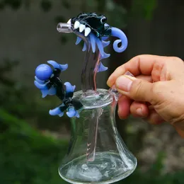 Narghilè Dragon Bong in vetro Design unico Dragon Claw Dab Rig Recycler Bong Bubbler Percolatore in linea Tubi dell'acqua Vetro spesso Rig petroliferi Tabacco con ciotola da 14 mm