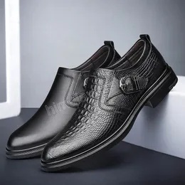 Chaussures habillées de haute qualité pour hommes, mocassins de luxe à bout pointu, chaussures d'affaires décontractées en cuir véritable Oxfords