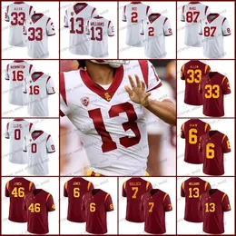 College USC Trojan 13 Caleb Williams Football Jersey 5 Reggie Bush 43 Troy Polamalu 33 Marcus Allen Tuipulotu Calen Benden Rice Denis Lynch Custom Men Kids