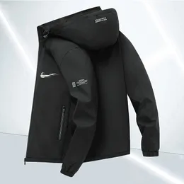 Мужские спортивные костюмы 2023, техническая куртка с логотипом, весна-осень, повседневная однотонная модная тонкая куртка-бомбер, мужское пальто с капюшоном, бейсбольные куртки, топ