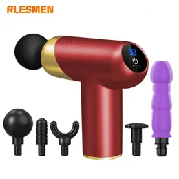 Full Body Massager RLESMEN Women Massage Gun Didlo Attachment Vibrator Deep Tissue Percussion Muscle Massager Fascial Gun Pain Relief Body Massager 230928