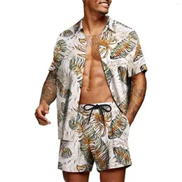 Men's Tracksuits Beach Printing Men Hawaiian Shirt Short Spring Summer Two Piece Shirts And Shorts Sets