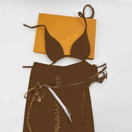 Classic Letter Velvet Swimwears 3 Piece Set Textile Designer Ladies Sling Bikini Printed Bathing Suit Outdoor Summer Beach Swimmin3213