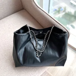 Fashion Designer bag Premium sense Hand-held crossbody bag size39X26 Black Silver double chain tote bag shopping bag