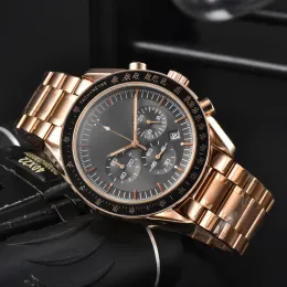 OMEGAS 2023 Novo relógio masculino seis agulhas três olhos relógio de quartzo de alta qualidade marca de luxo relógio cronógrafo relógio de aço inoxidável pulseira masculina relógios de moda