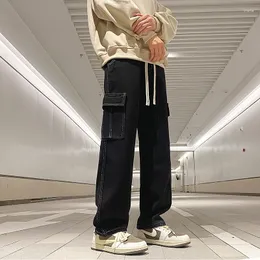 Jeans da uomo Cargo Pantaloni con tasche grandi Pantaloni in denim maschile Pantaloni a gamba larga Allentati Neutri Casual Streetwear Hip Hop Harajuku 2023