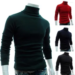 Men's Sweaters Trendy Casual Turtleneck Modal Winter Sweater Cool Blouse Tight T-shirt Youth Solid Color Base Shirt Top
