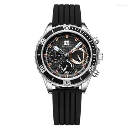 Wristwatches Six Pin Outdoor Sports Fashion Leisure Nightlight Waterproof Calendar Timer Silicone Band Male Clock Reloj Quartz Watch For Men
