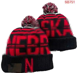 Шапки Небраска Huskers Beanie Североамериканская команда колледжа с боковой нашивкой Зимняя шерстяная спортивная вязаная шапка Кепки с черепом