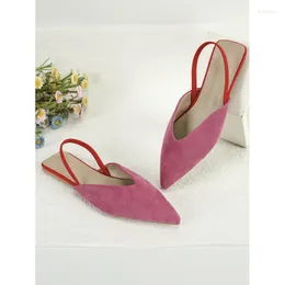 Sandals 2023 Summer Fashion Sexy Solid Color Sweet Niche Pointed Toe Outer Wear Flat Heel Women's And Slippers Single Shoes
