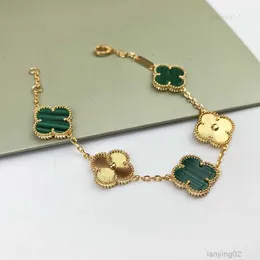 Leaf Clover Bracelet Natural Shell Gemstone Gold Plated Designer for Woman T0p Quality Official Reproductions Fashion Crystal Luxury Premium Gifts 004