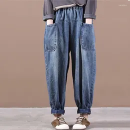 Damen-Jeans, große Größe, gerades Bein, Denim-Hosen, locker, dünn, Frühling und Herbst, Harlan, Damenmode, Vintage, Freizeithose