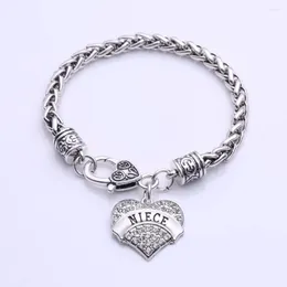 Braccialetti con ciondoli Regalo per la festa della mamma per NIPOTE Bracciale con artiglio di aragosta inciso e cuore con pavé di cristalli trasparenti