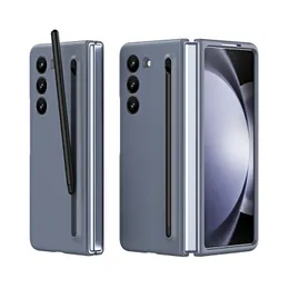 Luxury Anti-fingerprint Matte Vogue Phone Case for Samsung Galaxy Z Folding Fold3 Fold4 Fold5 5G Full Protective Soft Stylus Membrane Fold Shell with Pen Slot Holder