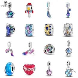 925er Silber für Damen, Charms, Schmuck, Perlen, Webarmband-Accessoires mit bunten Federn