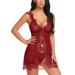 Women's Sleepwear Top Fashion Sexy Lace Suspender Nightdress Suit European And American Erotic Lingerie