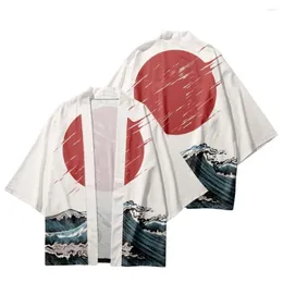 Ethnic Clothing Summer Loose Men Women Japan Cardigan Streetwear Cartoon Japanese Wave Printed Kimono Beach Shorts Shirt Haori Cosplay Yukat