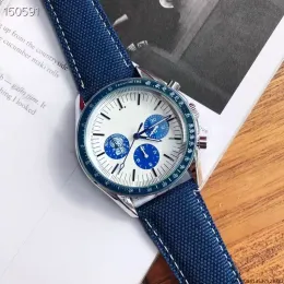 オメグ2023 New Six Three Stitches Luxury Mens Watches Quartz Watch高品質のトップブランドデザイナークロックレザーベルトメンファッションアクセサリーホリデーギフトologi
