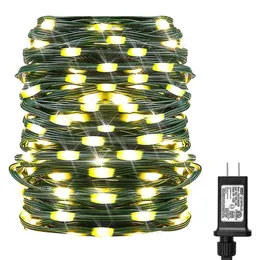 24V الجهد الآمن كابل أخضر LED سلسلة الضوء 10M 20M 50M 100M عيد الميلاد إكليل الأضواء الخيالية لأشجار عيد الميلاد حفل الزفاف ديكور 227J