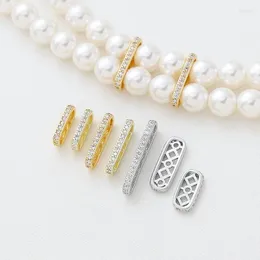 펜던트 목걸이 4pcs 도금 진짜 14k 금색 다공성 지르콘 시트 스페이서 DIY 수제 보석 팔찌 목걸이 귀걸이 액세서리