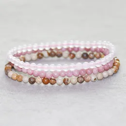 MG0052 Set di braccialetti di rodonite con quarzo rosa intero, braccialetto di diaspro con immagine, mini pietra preziosa da 4 mm, gioielli Mala Yoga202n