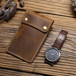 Card Holders Retro Crazy Horse Leather Watch Bag Convenient Creative Storage Holster One Piece Case For Men Male