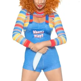 Women's Tracksuits Halloween Costumes For Women Scary Nightmare Killer Doll Sexy Wanna Play Movie Character Costume Bodysuit