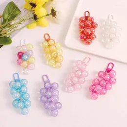 Keychains Colorful Grape Cluster Bead Keychain Keyring For Women Friend Gift Creative Balloon Fruit Bag Headphone Case Car Key Jewelry