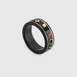 NEW Fashion Black White Ceramic Cluster rings bague for mens and women engagement wedding couple jewelry lover gift291w