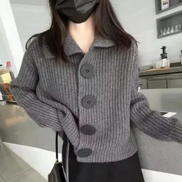 Kobiety Knits Tees Neploe jesienna zima duża guzika Lapel Cardigan Kobiety luźne koreański sweter mejr mejter dzianin miękki kawaii ciągnie 230928