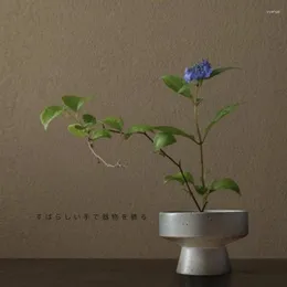 Vases Zen Vase Tea Ceremony Decoration Xiaoyuanliu Teaching Flower Arrangement Stoare High Foot Handmade Pot