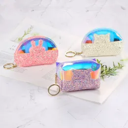 Cartoon Laser Wallet Women PVC Coin Purses Shell Fashion Clear Coin Wallet Female Girls Kids Coin Card Holder Purse