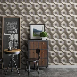 Wallpapers Retro Gray Geometric Lattice Industrial Cafe Restaurant Bar Barbeshop Living Room Background Checkered Wall Paper
