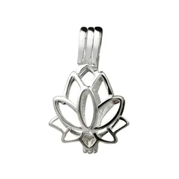 Lotus Flower Blossom Landant Small Lockets 925 Sterling Silver Gift Love Wishing Pearl Cage 5 Pitch297U