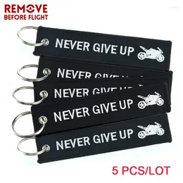 Keychains 5 PCS/LOT Fashion Jewelry Motor Key Holder Fobs Embroidery Motorcycle Keychain Never Give Up OEM ATV Car Chains For Men