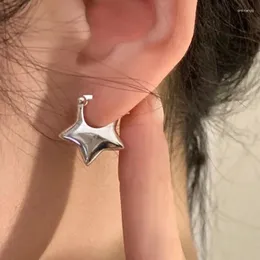 Hoop Earrings 2023 Kpop Cool Punk Fashion Vintage Simple Silver Color Metal Star Earring For Women Men Aesthetic Jewelry Y2K Accessories