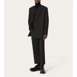 Erkekler Takas Siyahı Erkekler İçin İki Parçalı Ceket Pantolon Çift Kruvazedilmiş Afrika Tepe Kıta Kostümü Homme Blazer Maskulino 2023