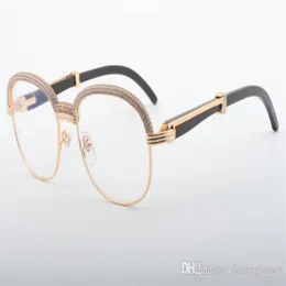 18 -vendita di occhiali rotondi con angolo di bue naturale di alta qualità moda cornice diamantata atmosferica di fascia alta 1116728-A Taglia 60-118-140252t