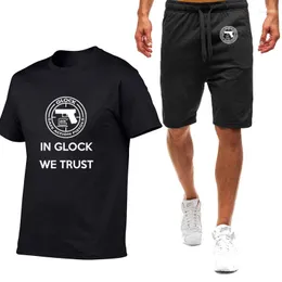 Men's Tracksuits Perfection Shooting Print Men T-shirt Two-piece Suit Cotton Short-Sleeved Shorts Set Sportswear Fitness Clothes